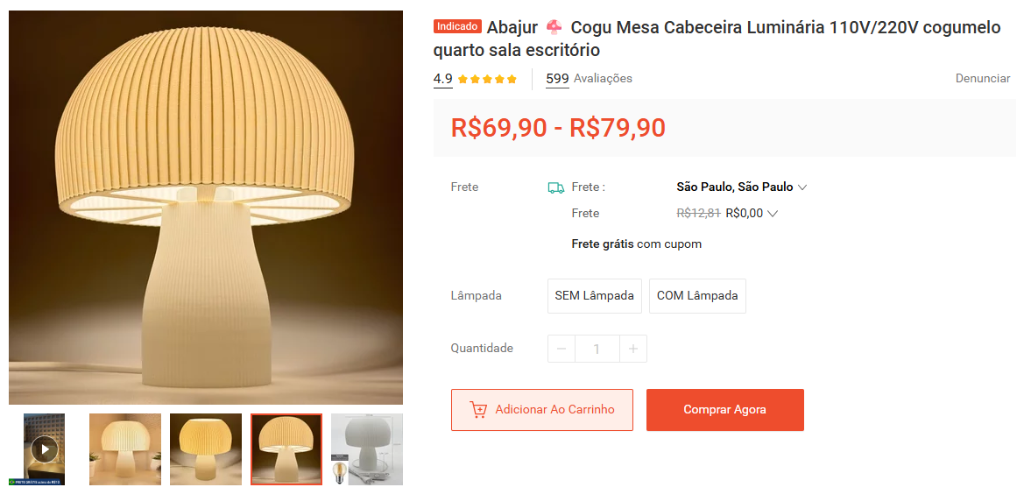 Vendas Shopee Cogumelo